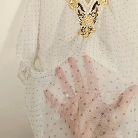 Swim suite cover-up Beaded Sheer polka dot Size Large - Picture 5 of 8